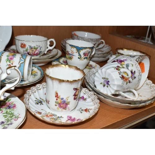 407 - A COLLECTION OF HAND PAINTED AYNSLEY AND HAMMERSLEY TEAWARE, comprising an Aynsley coffee cup and sa... 