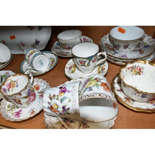 407 - A COLLECTION OF HAND PAINTED AYNSLEY AND HAMMERSLEY TEAWARE, comprising an Aynsley coffee cup and sa... 