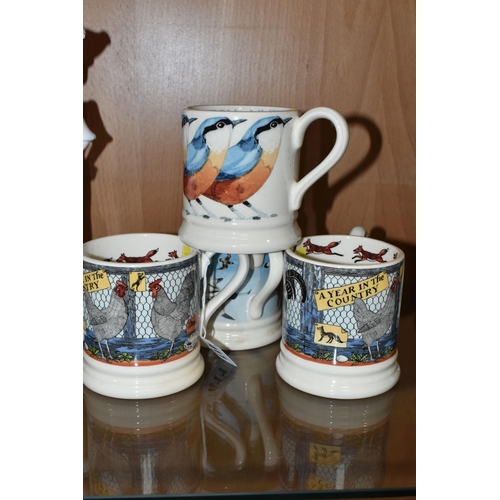 411 - FOUR EMMA BRIDGEWATER MUGS, comprising two Matthew Rice 'A Year In The Country' series mugs, a Nutha... 