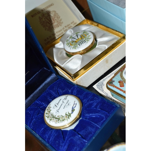 430 - A COLLECTION OF ROYAL COMMEMORATIVE ENAMEL BOXES, nine pieces to include a Crummles limited edition ... 