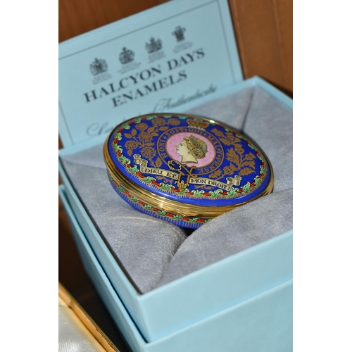 430 - A COLLECTION OF ROYAL COMMEMORATIVE ENAMEL BOXES, nine pieces to include a Crummles limited edition ... 