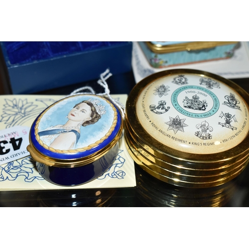 430 - A COLLECTION OF ROYAL COMMEMORATIVE ENAMEL BOXES, nine pieces to include a Crummles limited edition ... 