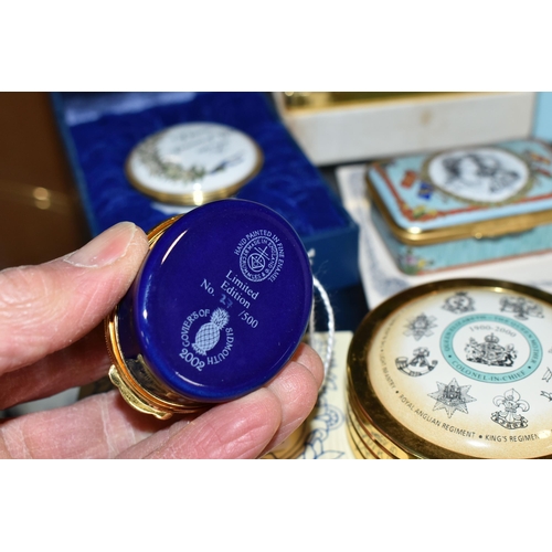 430 - A COLLECTION OF ROYAL COMMEMORATIVE ENAMEL BOXES, nine pieces to include a Crummles limited edition ... 