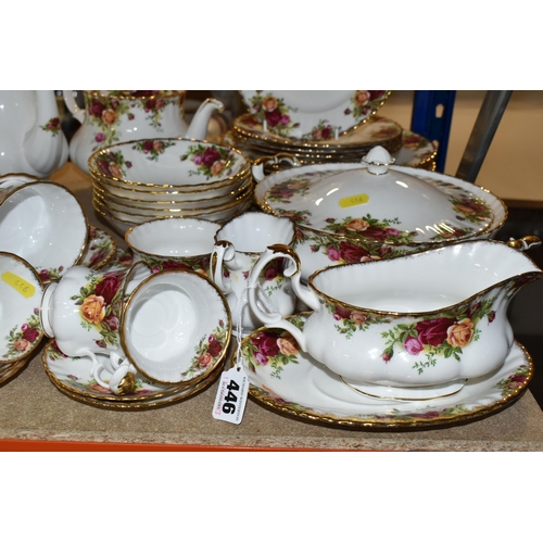 446 - A ROYAL ALBERT 'OLD COUNTRY ROSES' PATTERN TEA AND COFFEE SET, comprising coffee pot, cream jug, sug... 