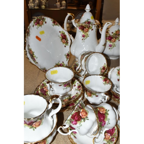 446 - A ROYAL ALBERT 'OLD COUNTRY ROSES' PATTERN TEA AND COFFEE SET, comprising coffee pot, cream jug, sug... 