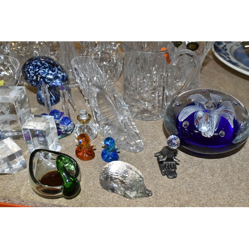 448 - A QUANTITY OF CUT CRYSTAL AND COLOURED GLASS, comprising Bohemia Crystal dish, a pair of Scottish Cr... 