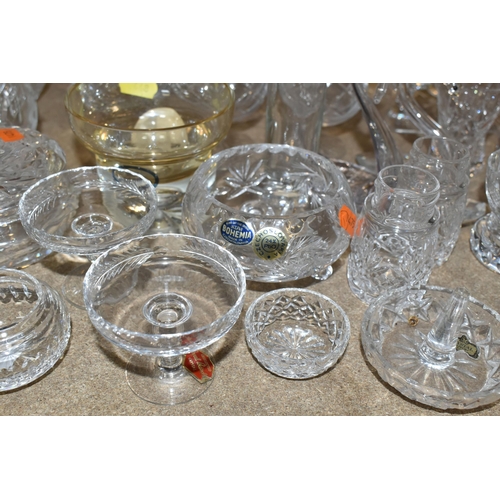 448 - A QUANTITY OF CUT CRYSTAL AND COLOURED GLASS, comprising Bohemia Crystal dish, a pair of Scottish Cr... 