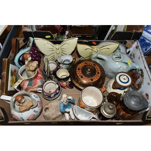 452 - THREE BOXES AND LOOSE CERAMICS, to include a Losol Ware dinner set pattern 4219, two large green wal... 