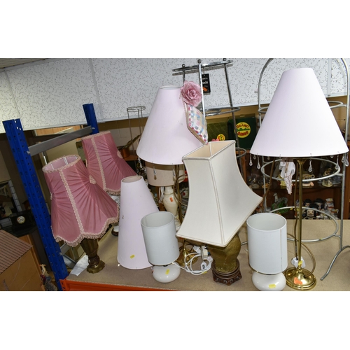 454 - A GROUP OF EIGHT TABLE LAMPS, comprising two pairs of bedside lamps, two kitchen pots stands, two 19... 