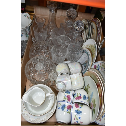 457 - THREE BOXES OF CERAMICS, to include a dinner set of J.H.W & Sons Belmont flow blue  design, Kutani l... 