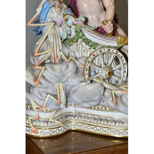 463 - A 19TH CENTURY MEISSEN MYTHOLOGICAL FIGURE GROUP OF JUPITER IN HIS CHARIOT, modelled after J.J. Kaen... 