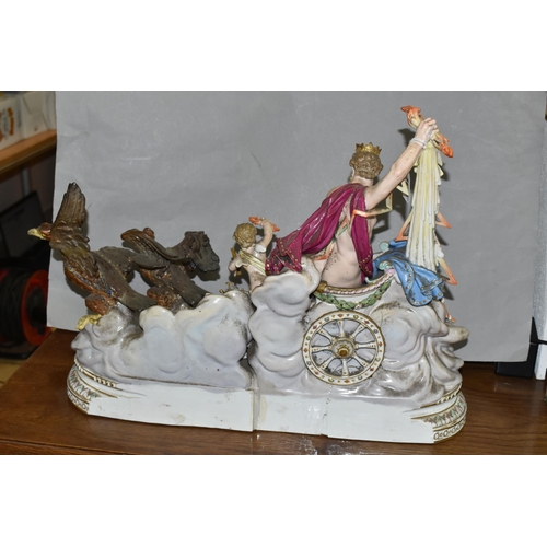 463 - A 19TH CENTURY MEISSEN MYTHOLOGICAL FIGURE GROUP OF JUPITER IN HIS CHARIOT, modelled after J.J. Kaen... 