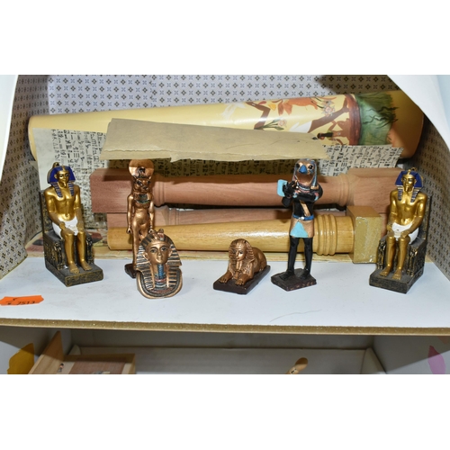 467 - A COLLECTION OF OPEN FRONTED TABLE TOP ROOM DIORAMAS, themes include Egyptian, Art, Christmas, Libra... 