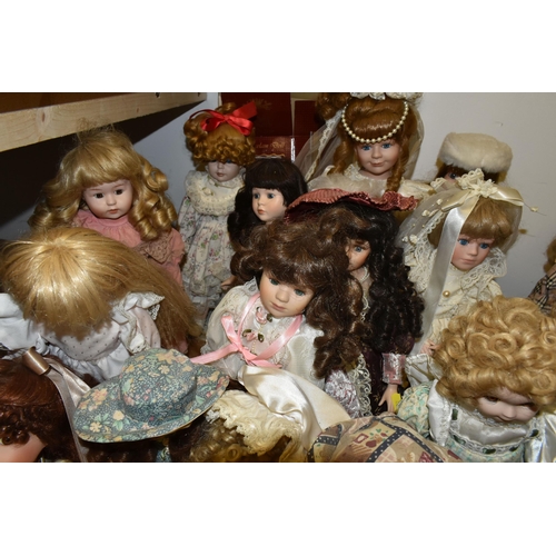 488 - A GROUP OF COLLECTORS DOLLS, fifteen female dolls, including two brides and dolls in historical cost... 