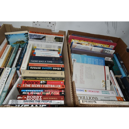 501 - SEVEN BOXES OF BOOKS, over one hundred and fifty titles in paperback and hardback formats to include... 