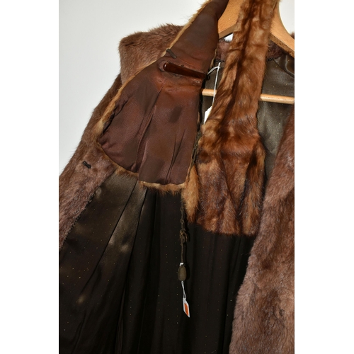 502 - A FUR COAT, CAPE AND STOLE, comprising a mid-brown fur coat, chest size approximately 30-32'', lengt... 