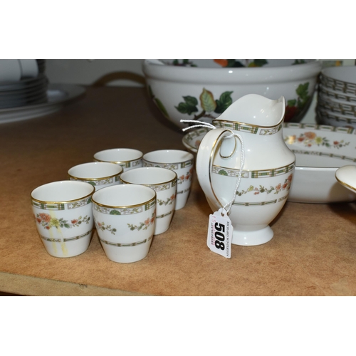 508 - A ROYAL DOULTON 'MOSAIC GARDEN' PATTERN DINNER SET, comprising a circular covered tureen, six dinner... 