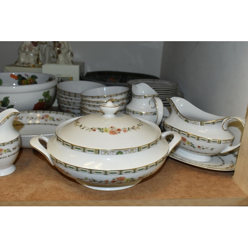 508 - A ROYAL DOULTON 'MOSAIC GARDEN' PATTERN DINNER SET, comprising a circular covered tureen, six dinner... 