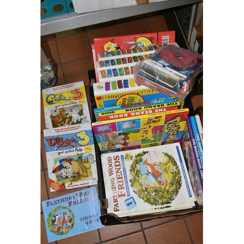 541 - FOUR BOXES AND LOOSE TOYS, BOOKS AND SUNDRY ITEMS, to include a quantity of assorted vintage Scalext... 