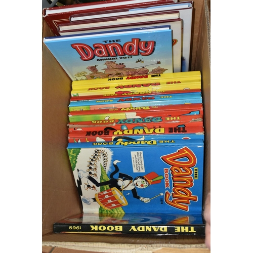 559 - TWO BOXES OF BEANO AND DANDY ANNUALS AND RELATED ITEMS, to include Beano annuals dated 1972-75 incl,... 