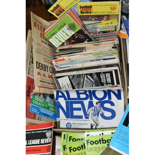 561 - TWO BOXES OF DERBY COUNTY PROGRAMMES AND MEMORABILIA, assorted home and away programmes from the lat... 