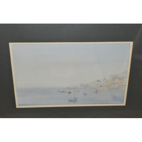 580 - EDWARD MORRIS (BRITISH 20TH CENTURY) FOUR WELSH WATERCOLOURS, comprising boats at their moorings, ap... 