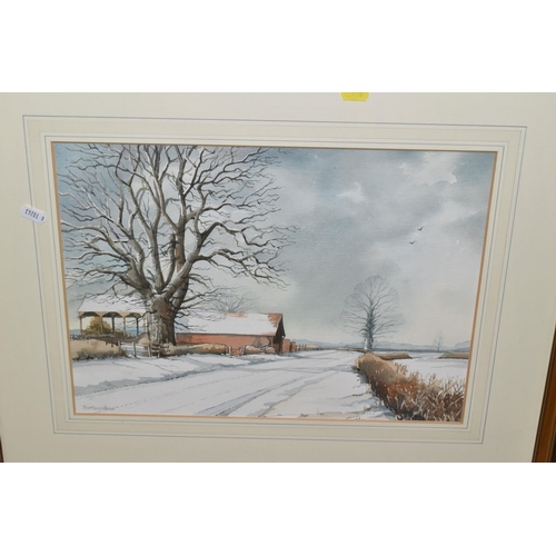 598 - A SMALL QUANTITY OF PAINTINGS AND PRINTS ETC, to include two watercolour landscapes signed and dated... 