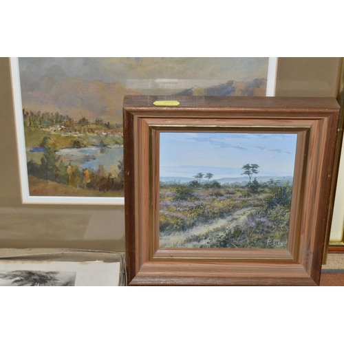 606 - A SMALL QUANTITY OF PAINTINGS AND PRINTS ETC, to include three watercolours depicting Suffolk landsc... 