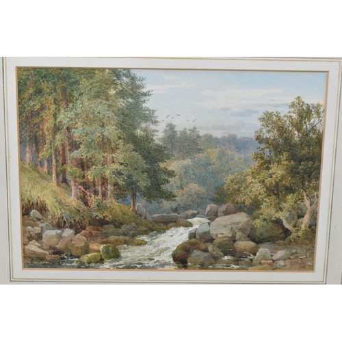 610 - JOHN HENRY MOLE (1814-1886) A PICTURESQUE RIVER LANDSCAPE, signed and dated 1885 bottom right, water... 