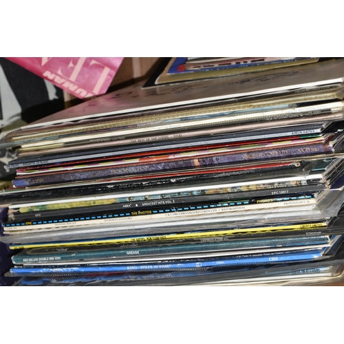 587 - A TRAY CONTAINING APPROX ONE HUNDRED AND SIXTY LPs, 12   AND 7   SINGLES including Ziggy Stardust (2... 