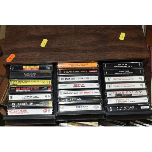 634 - TWO BOXES AND FOUR CASES CONTAINING OVER ONE HUNDRED AND NINETY CDs, CASSETTE AND VIDEO TAPES includ... 