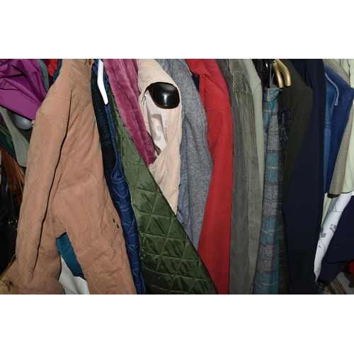 645 - FIVE BOXES AND LOOSE LADIES CLOTHING AND SHOES ETC, to include a John Partridge gilet, coat liner an... 