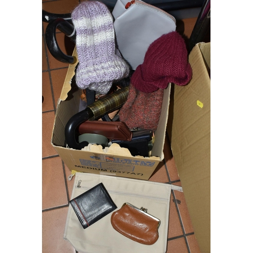 645 - FIVE BOXES AND LOOSE LADIES CLOTHING AND SHOES ETC, to include a John Partridge gilet, coat liner an... 