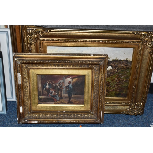 654 - A SMALL QUANTITY OF 19TH/20TH CENTURY PAINTINGS AND PRINTS ETC, comprising a winter landscape signed... 