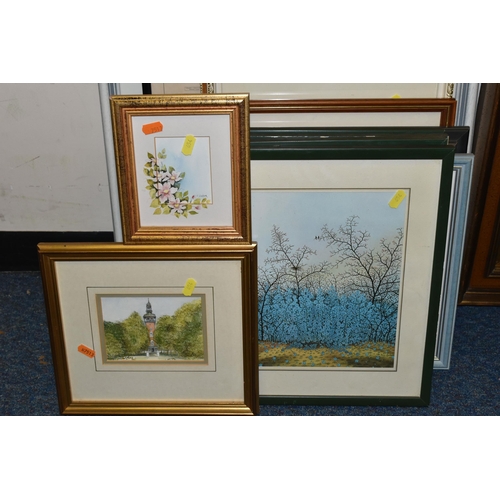 654 - A SMALL QUANTITY OF 19TH/20TH CENTURY PAINTINGS AND PRINTS ETC, comprising a winter landscape signed... 