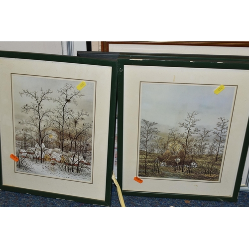 654 - A SMALL QUANTITY OF 19TH/20TH CENTURY PAINTINGS AND PRINTS ETC, comprising a winter landscape signed... 