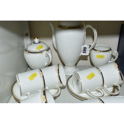 665 - A WEDGWOOD 'CAVENDISH' R4680 PATTERN COFFEE SET, comprising a coffee pot, cream jug, covered sugar b... 