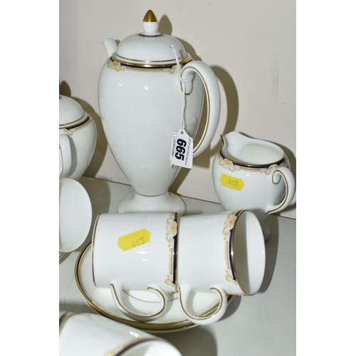 665 - A WEDGWOOD 'CAVENDISH' R4680 PATTERN COFFEE SET, comprising a coffee pot, cream jug, covered sugar b... 