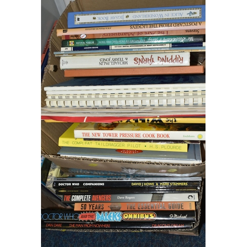 670 - FIVE BOXES OF VINTAGE BOOKS AND CHILDREN'S ANNUALS, to include a collection of over one hundred titl... 