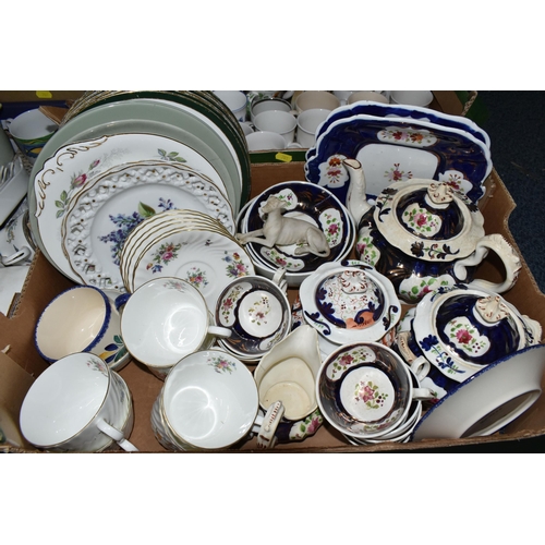 701 - FOUR BOXES OF CERAMICS AND SUNDRY ITEMS, to include six Minton Marlow breakfast cups and saucers, a ... 