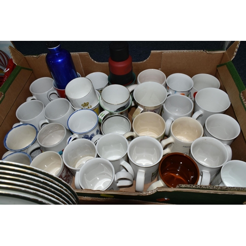 701 - FOUR BOXES OF CERAMICS AND SUNDRY ITEMS, to include six Minton Marlow breakfast cups and saucers, a ... 