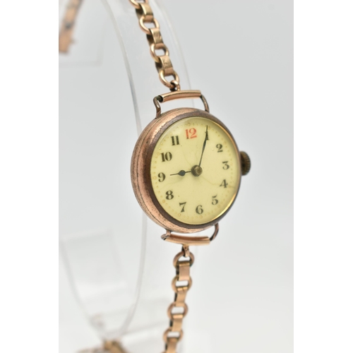 138 - A MID 20TH CENTURY WRISTWATCH, manual wind, round dial, Arabic numerals, in a gold filled case, insi... 