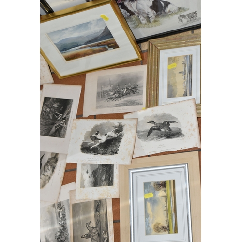 606 - A SMALL QUANTITY OF PAINTINGS AND PRINTS ETC, to include three watercolours depicting Suffolk landsc... 