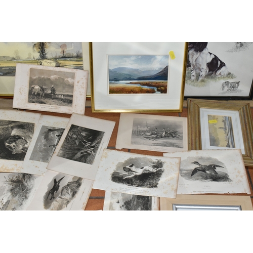 606 - A SMALL QUANTITY OF PAINTINGS AND PRINTS ETC, to include three watercolours depicting Suffolk landsc... 