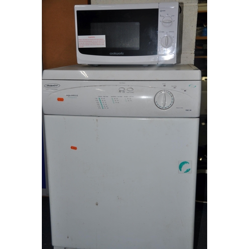 1074 - A HOTPOINT TDC30 CONDENSOR DRYER measuring width 60cm x depth 62cm x height 85cm, along with a Cookw... 