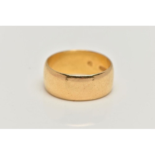 29 - A WIDE 22CT GOLD BAND RING, polished wide band, approximate band width 8.9mm, hallmarked 22ct Birmin... 