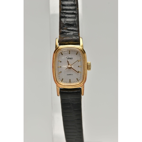 32 - A LADYS 'LONGINES' WRISTWATCH AND A TIMEX WATCH, quartz Longines, round gold dial signed 'Longines',... 