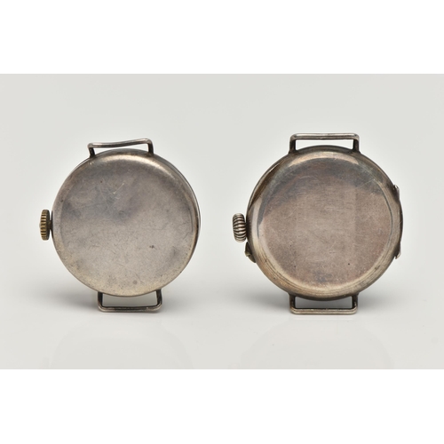 49 - TWO EARLY 20TH CENTURY SILVER WATCH HEADS, the first with blue enamel detail, hallmarked London impo... 