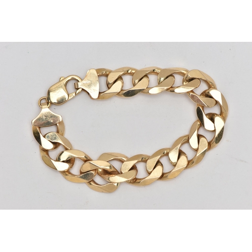 51 - A 9CT GOLD CURB LINK BRACELET, heavy wide curb link bracelet, approximate width 13.9mm, fitted with ... 