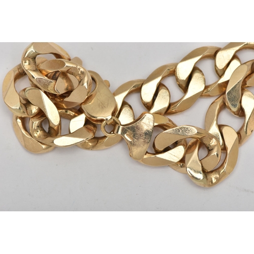 51 - A 9CT GOLD CURB LINK BRACELET, heavy wide curb link bracelet, approximate width 13.9mm, fitted with ... 